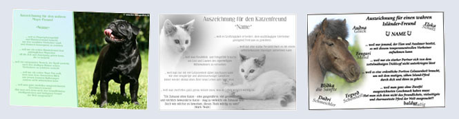 Auszeichnung/Urkunde f�r Tierfreunde